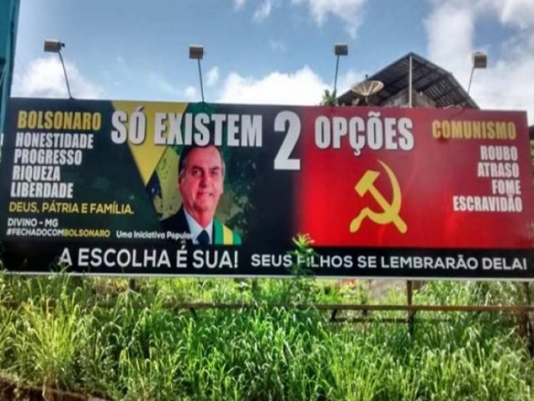 Juiz eleitoral manda retirar outdoor em apoio a Bolsonaro em Divino
