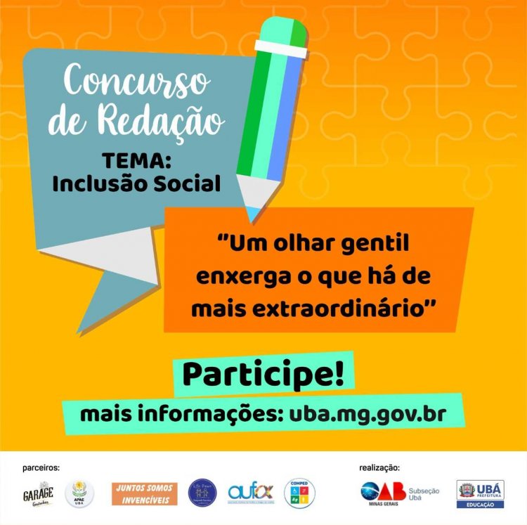 Prefeitura de Ubá e OAB promovem Concurso de Redação