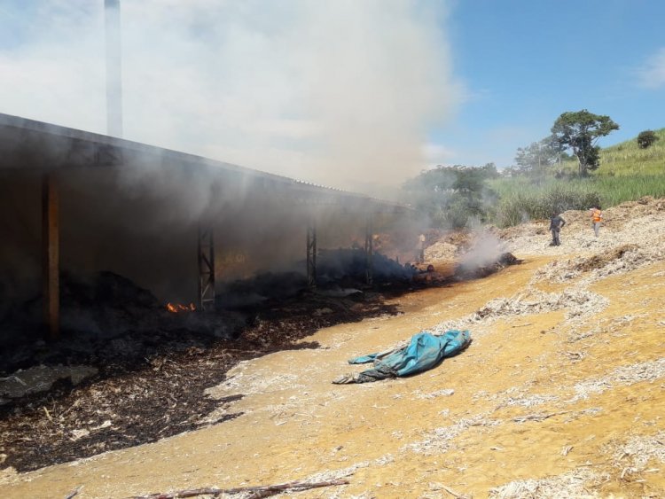 Bombeiros combatem incêndio em indústria de Visconde do Rio Branco