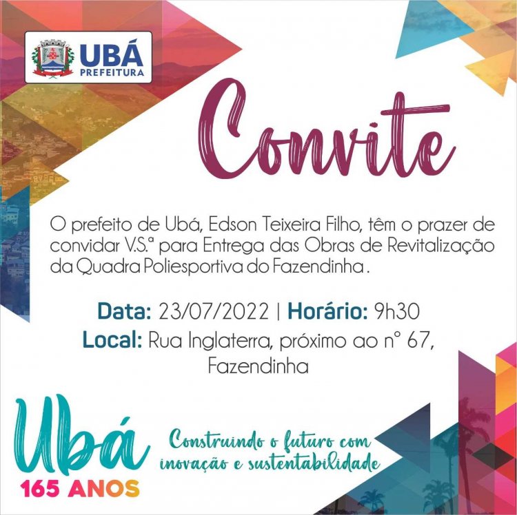 Prefeitura de Ubá entrega obras de revitalização da quadra do Bairro Fazendinha