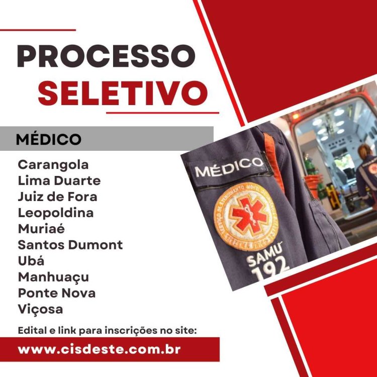 Oportunidade: Cisdeste divulga edital com vagas para Ubá