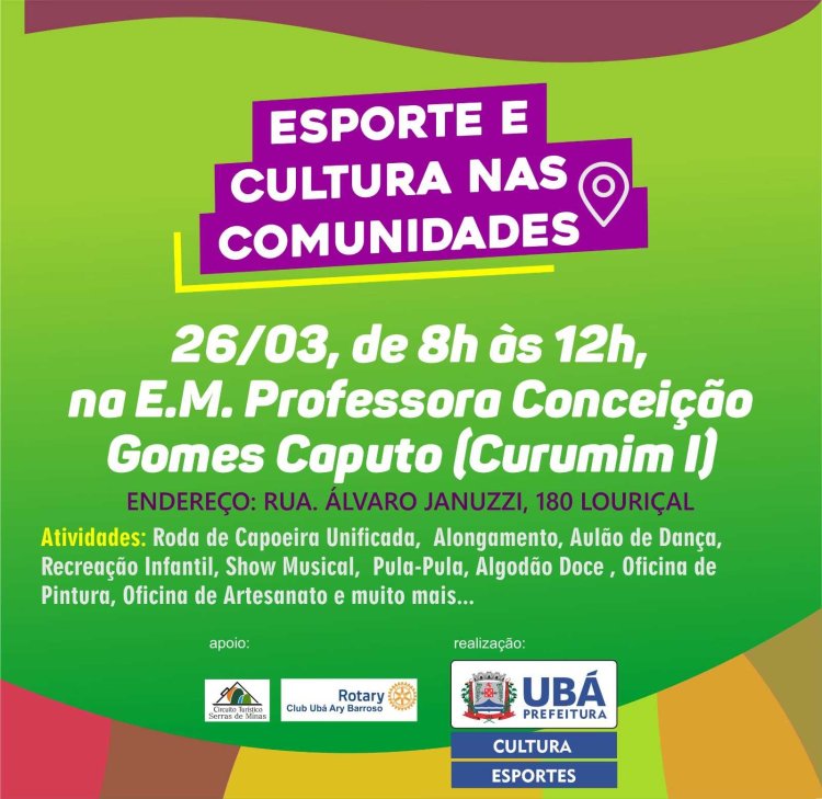 Esporte e Cultura nas comunidades: Louriçal recebe evento neste domingo, 26/03