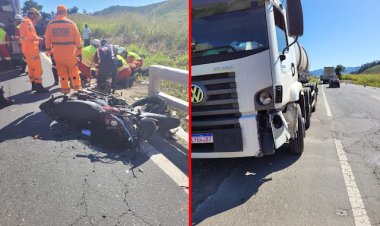 Jovem morre em colisão entre motocicleta e carreta