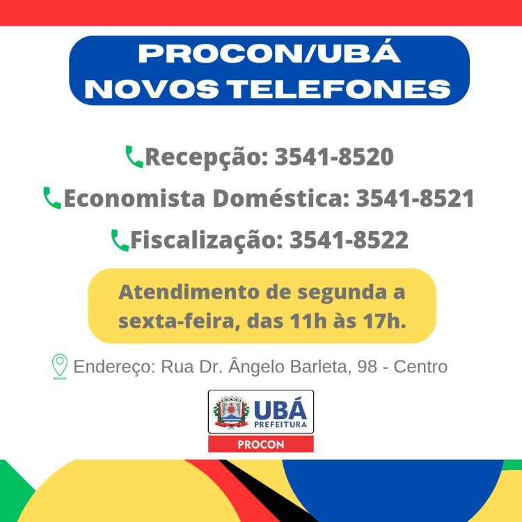 Procon/Ubá: novos telefones de atendimento
