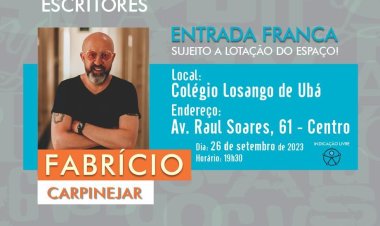 Fabrício Carpinejar é a atração em Ubá no primeiro encontro do Programa Grandes Escritores 2023
