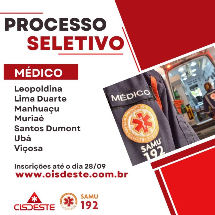 SAMU: Abertas inscrições para o processo seletivo para contratação de médicos