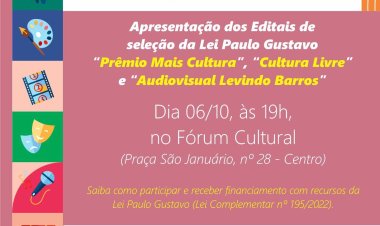 Ubá: Participe da apresentação dos Editais de seleção da Lei Paulo Gustavo