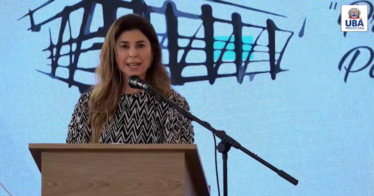 Mônica Vallone discursa na Inauguração do Centro Administrativo de Ubá