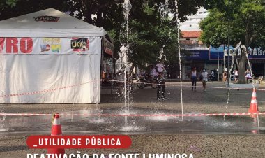 Prefeitura de Viçosa inicia os testes para a reativação da fonte luminosa da praça Silviano Brandão