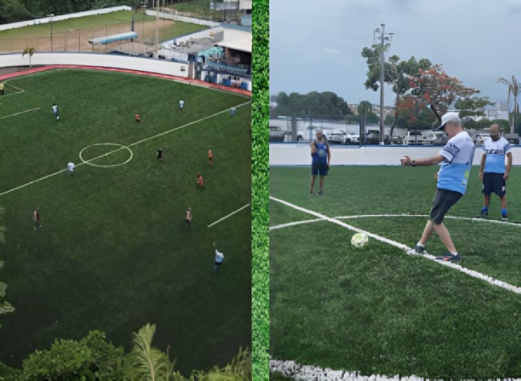 Prefeito Edson dá pontapé inicial na inauguração do Campo Sintético do Clube Praça de Esportes