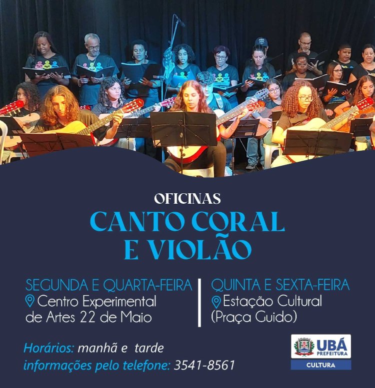 Ubá: Oficinas de Canto Coral e Violão estão com inscrições abertas