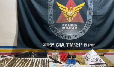 Polícia Militar apreende arma de fogo e grande quantidade de munições na zona rural de Divinésia