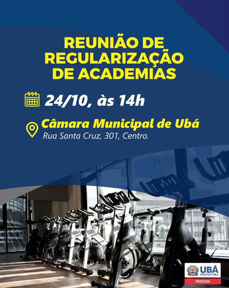 Procon Ubá convoca representantes de academias para reunião sobre regularização dos estabelecimentos