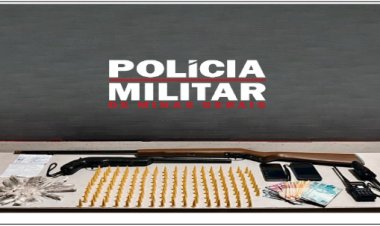 PM prende autores por tráfico de drogas e porte ilegal de arma de fogo e corrupção de menor no bairro Agroceres em Ubá