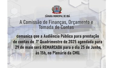 Audiência pública remarcada para junho