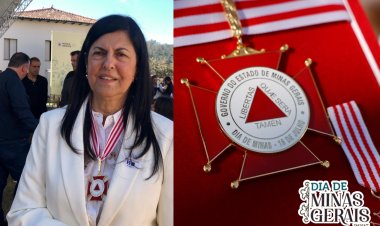 Rosângela Alfenas, administradora do Hospital Santa Isabel de Ubá, recebe Medalha do Dia de Minas em Mariana