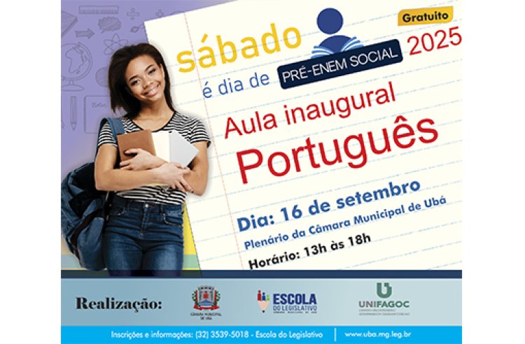 Câmara de Ubá inicia Pré-Enem Social com aula inaugural de Português